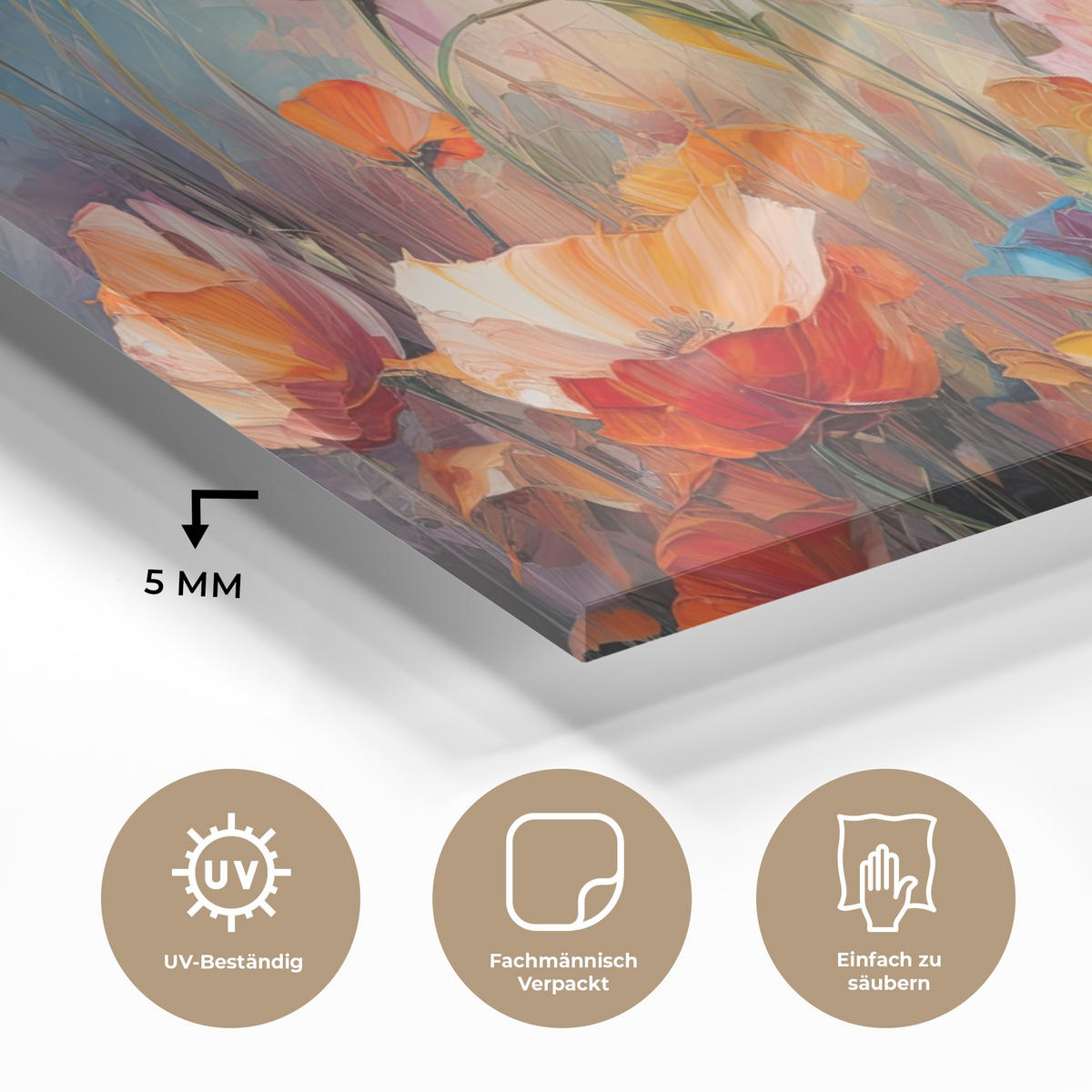 OBRAZ NA AKRYLOVOM SKLE Kvety - Akvarel - Umenie - Botanické - Príroda 120x60 cm - oranžová, sklo (120/60cm) - MuchoWow