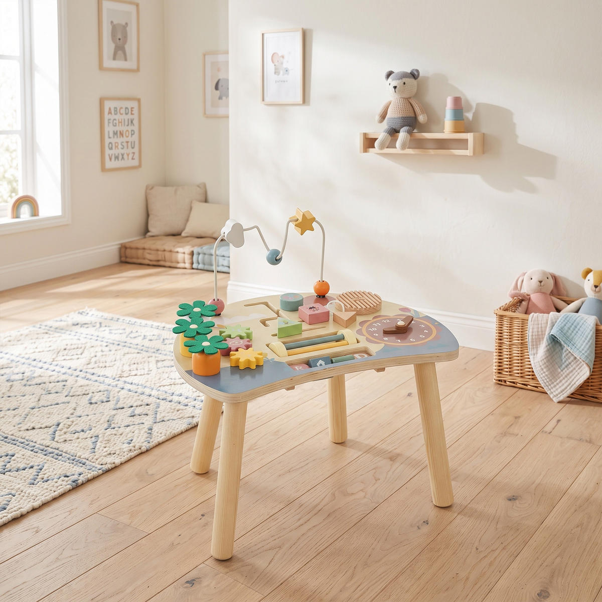 AKTIVITÄTSTISCH Sperrholz Kiefernholz Mehrfarbig - Multicolor, Holz (29.7/37.5/39.8cm) - AIYAPLAY