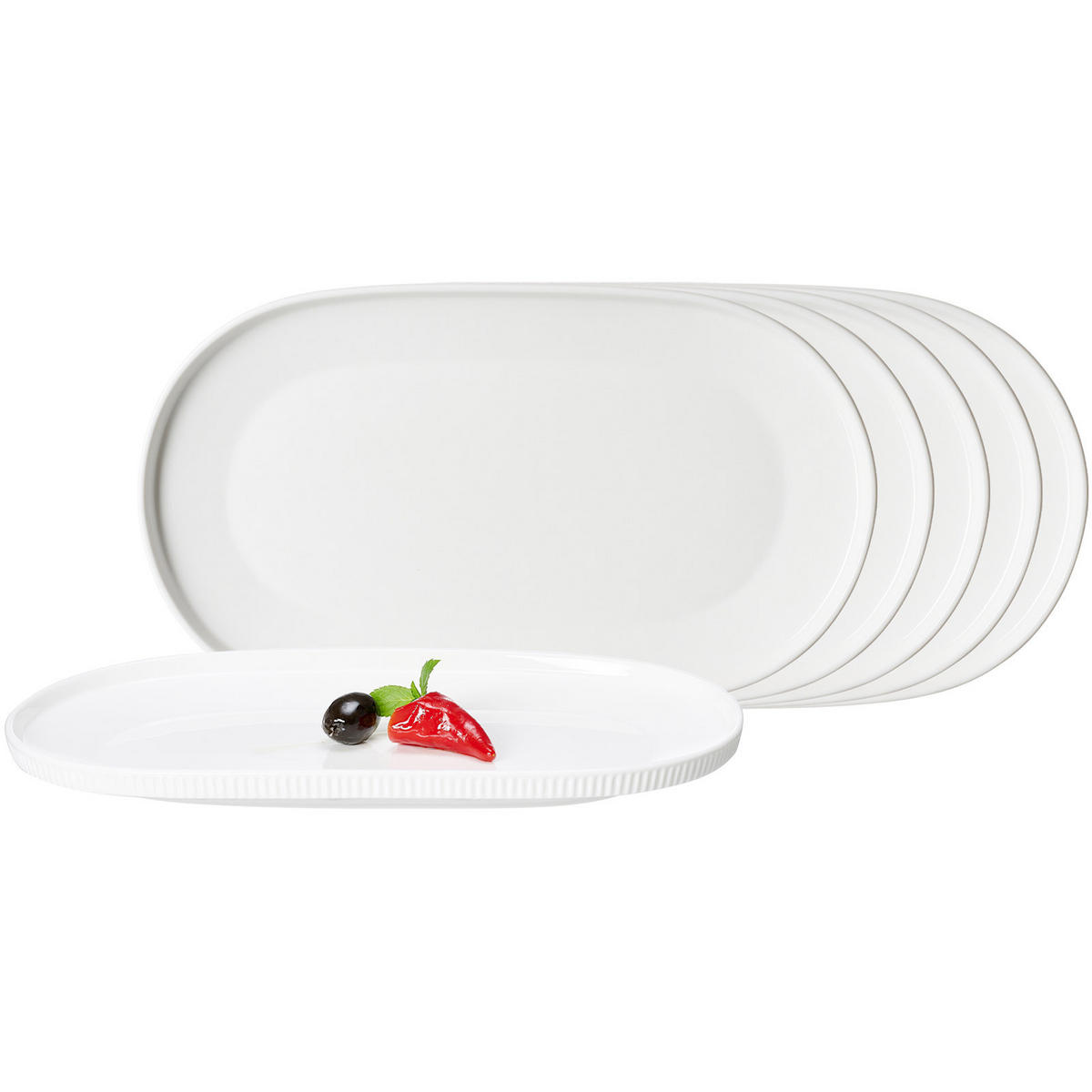 SERVIERPLATTEN Kelly weiß 28,5 x 16,5 cm 6er Set - Weiß, Keramik (16.5/2.4/28.5cm) - Ritzenhoff Breker