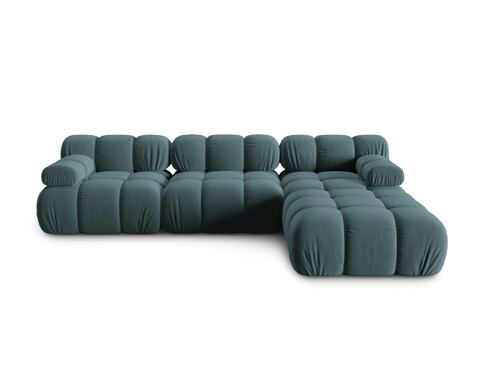 MODULARES-SOFA Bellis aus Samt petrol 4 Sitzplätze - Petrol, Textil (188/63/282cm) - Micadoni