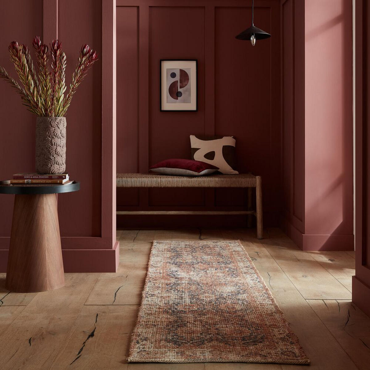 TEPPICH Jute Vintage-Design, handgewebt WENSLEY, Rot-Blau 60x230 cm - Rot, Textil (60/230cm) - KADIMA DESIGN