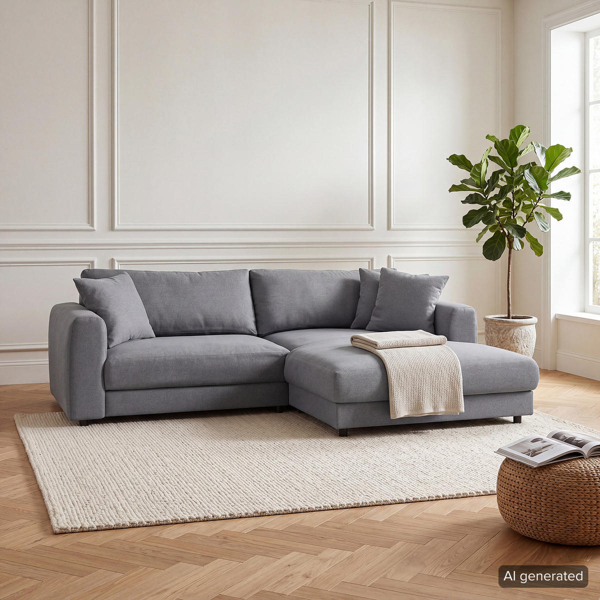 ECKSOFA mit Longchair - Schwarz/Grau, Holz/Kunststoff (238/183cm) - home24