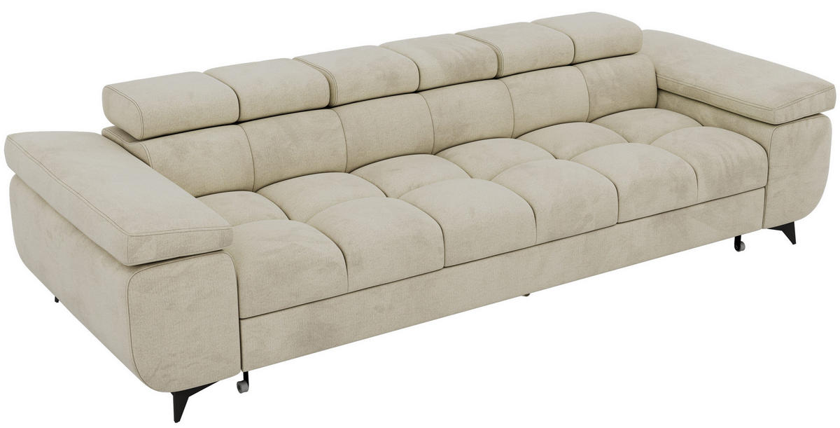 TŘÍMÍSTNÁ POHOVKA NIDELLO - Béžová Samet - černá/béžová, kov/textil (260/70/97cm) - MKS