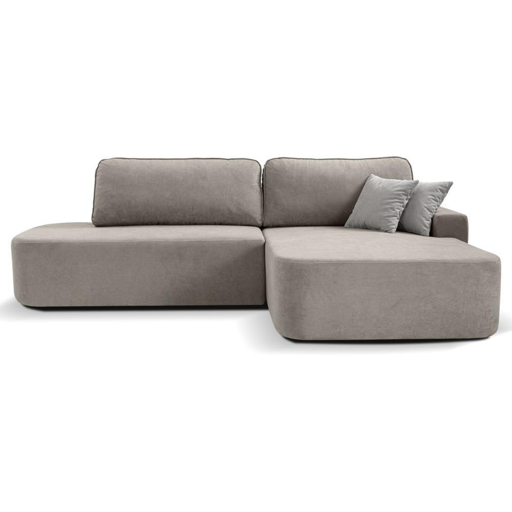 ECKSCHLAFSOFA Gavi cappuccino velours rechts - Cappuccino, Textil (269/171cm) - Beautysofa