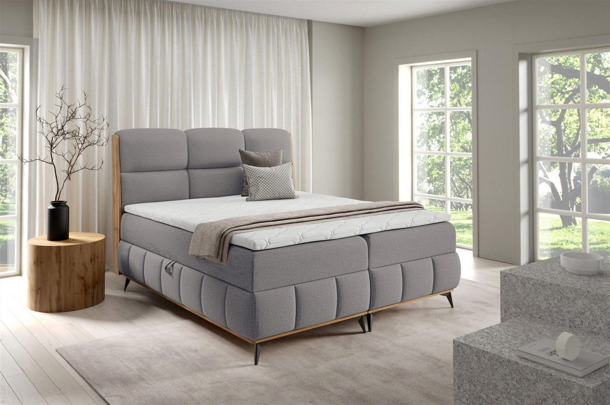 BOXBETT Charlie - Dunkelgrau, Holzwerkstoff/Textil (180/200cm) - Fun Möbel