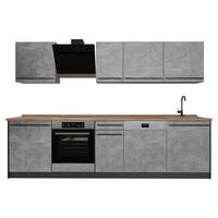 KÜCHENZEILE R-Line, Beton/Anthrazit, 280 cm Arbeitsplatte Goldkraft Eiche - Anthrazit/Grau, Holzwerkstoff (280/206.8/60cm) - Vicco
