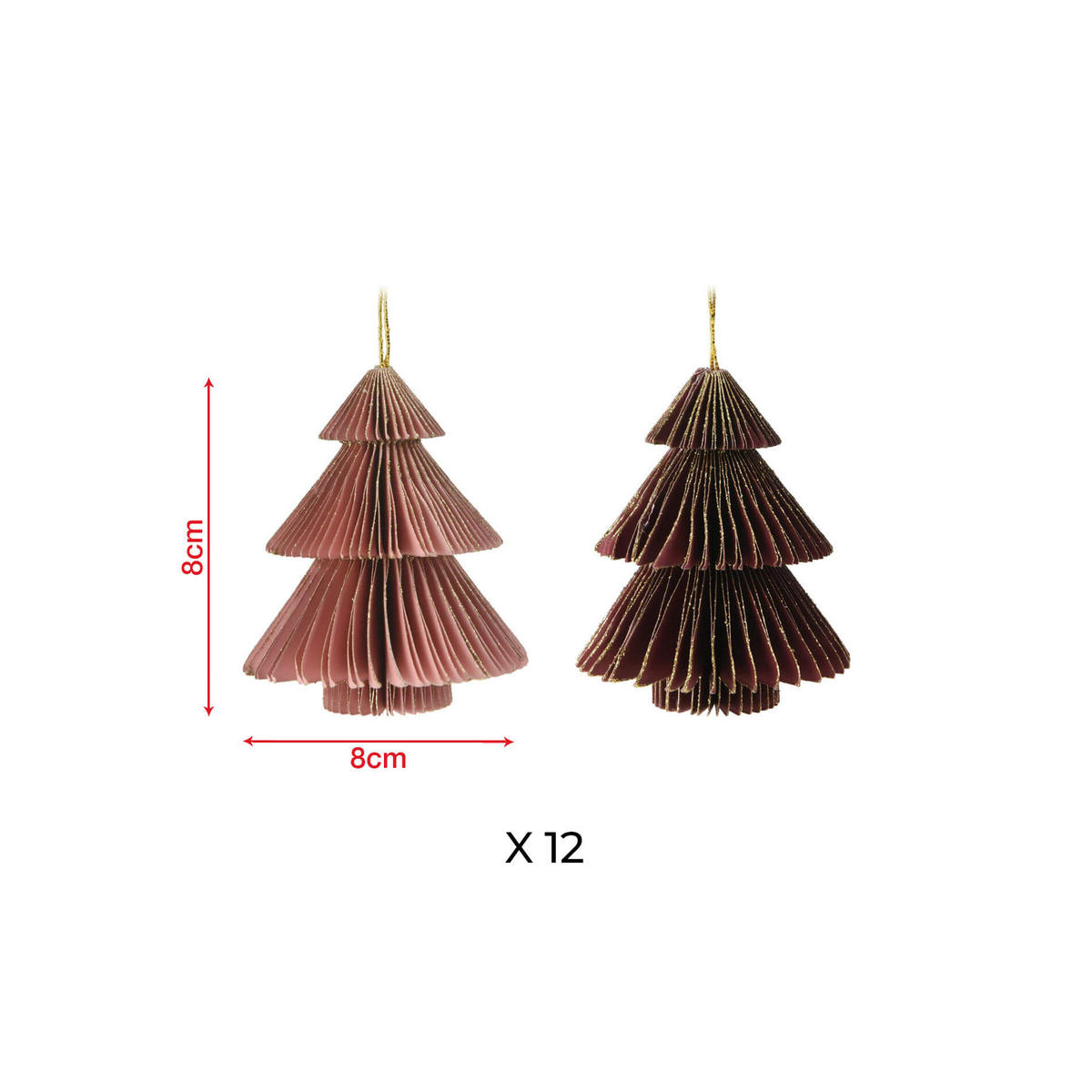 WEIHNACHTSBAUMSCHMUCK SET, 12 pieces Mehrfarbig 8/8/8 cm - Multicolor, Papier (8/8/8cm) - Mobili Rebecca