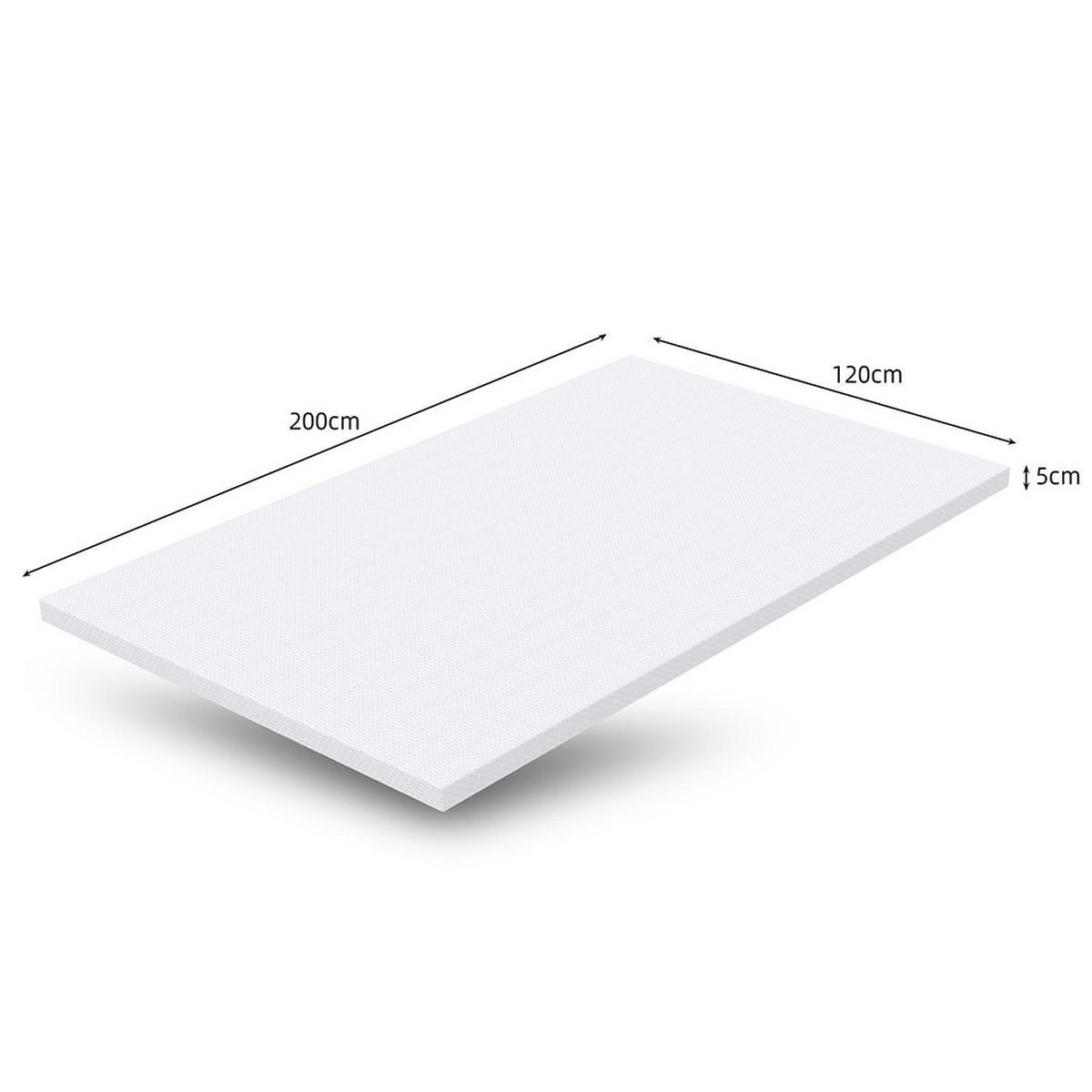 MATRATZE Mittlere Festigkeit H3,Maschinenwaschbar, 5 cm dick –120x200cm - Weiß, Textil (120/200cm) - KOMHTOM