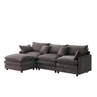 ECKSOFA 267/154/85 cm grau aus Chenille mit Hocker und modularem Aufbau - Grau, Textil (154/267cm) - OKWISH