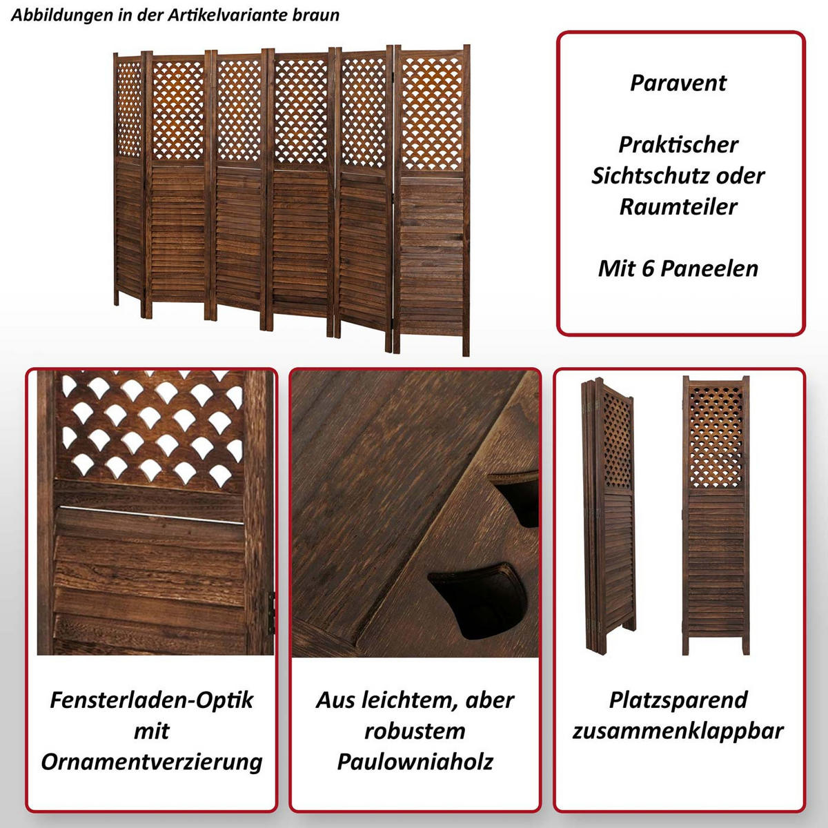 PARAVENT Weiß - Weiß, Holz (245/170/2cm) - MCW