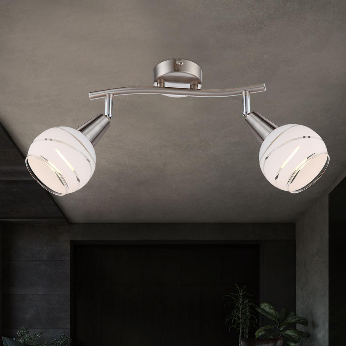 LED DECKENLEUCHTE Elliott Silber Metall Glas - Silberfarben, Glas (28/9.7/21.1cm) - Globo Lighting