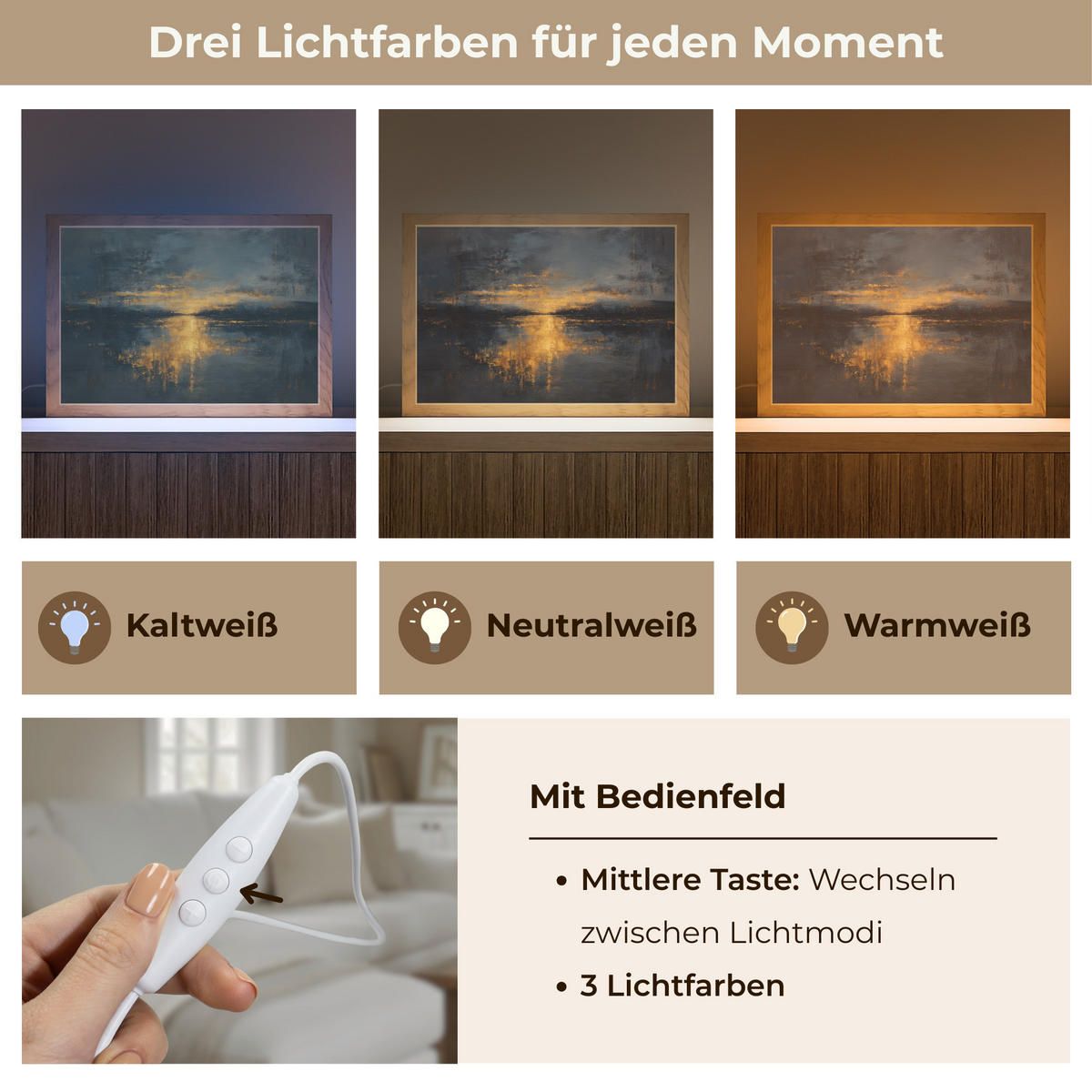 TISCHLEUCHTE Goldene Reflexion auf dem Wasser 30x20 cm - Beere, Holzwerkstoff (8/30/20cm) - OnlyWow