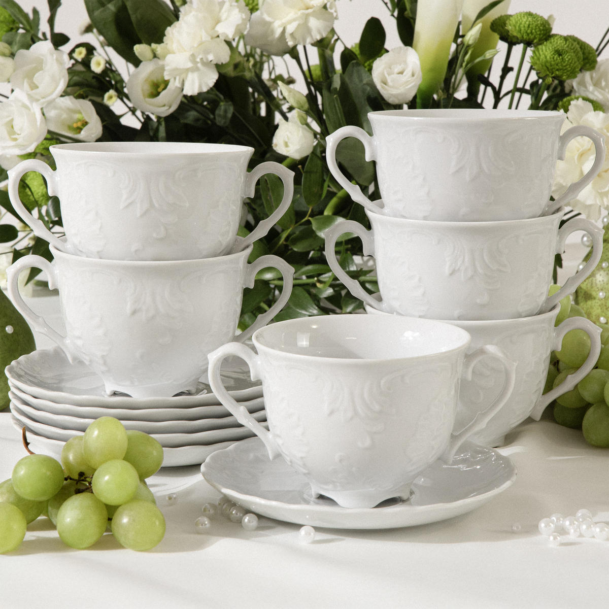 SCHÜSSEL-SET SUPPENSCHALEN Cmielow Rococo 6-tlg - Weiß, Keramik - KONSIMO®