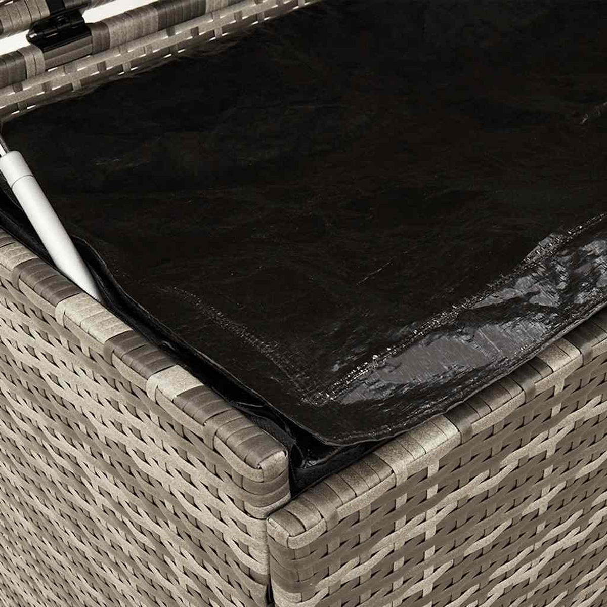 GARTENTRUHE Mit Rollen Grau 160/55/75 Cm Poly Rattan - Grau, Kunststoff (160/75/55cm) - vidaXL