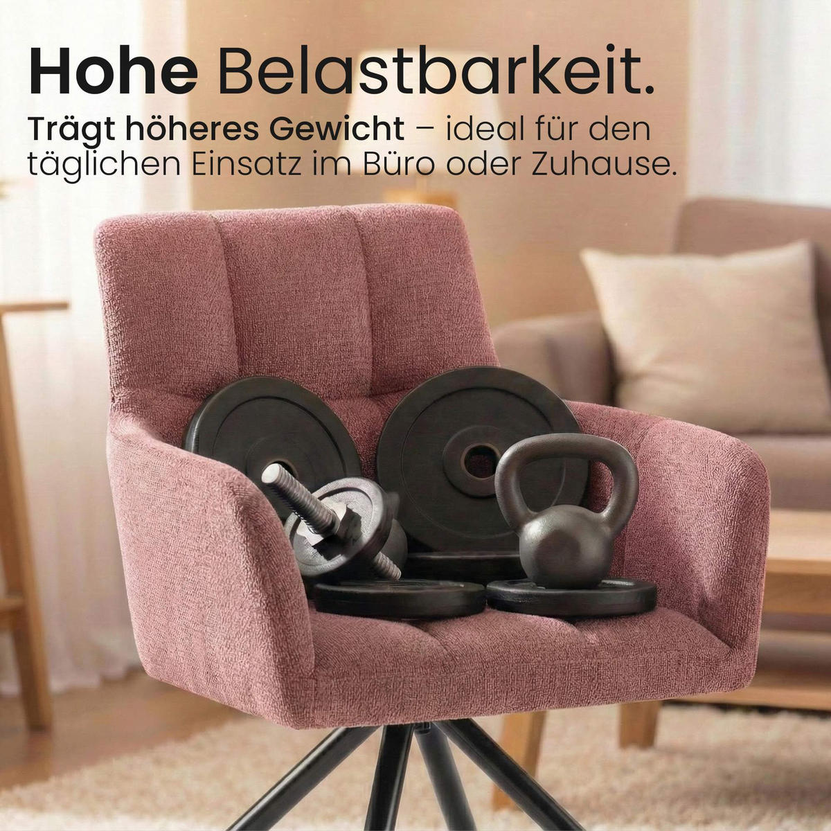 ARMLEHNENSTUHL 2er Set Stoff Rubinrot - Rot/Schwarz, Textil/Metall (59/87/59cm) - CLP