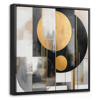 LEINWAND Bilder mit Rahmen - Abstrakt - Gold - Silber - Formen - Ästhetisch - Modern - 20x20 - Goldfarben, Textil (20/20cm) - MuchoWow