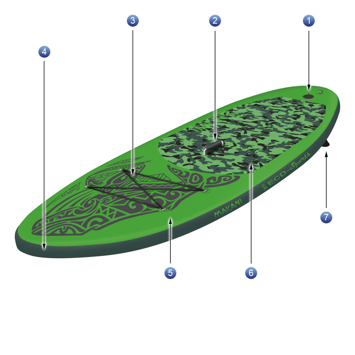 STAND UP PADDLE BOARD Makani Grün - Grün, Kunststoff (320/82/15cm) - ECD-Germany