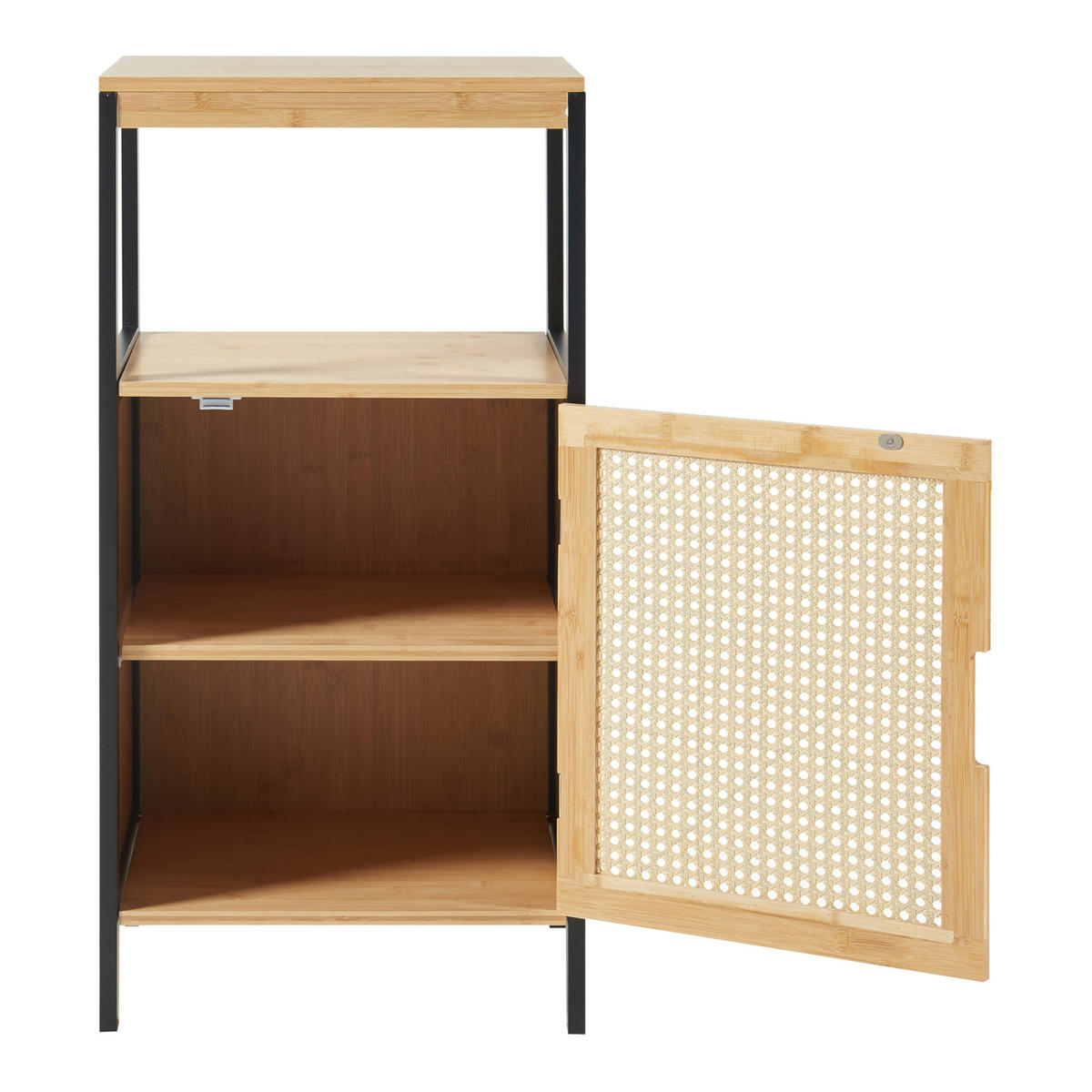 BADEZIMMERSCHRANK Tervola - Schwarz/Naturfarben, Naturmaterialien/Holzwerkstoff (40/80/35cm) - [en.casa]