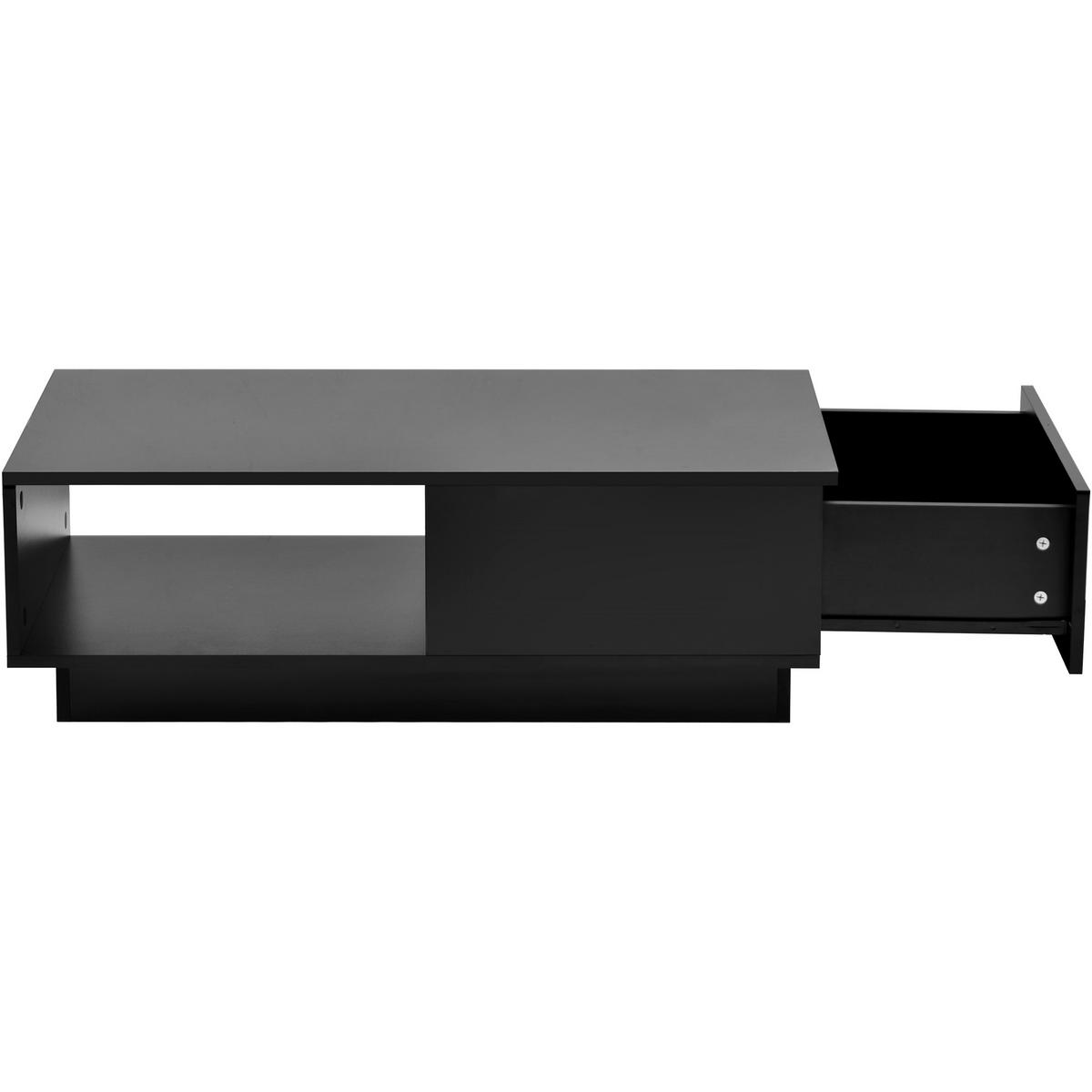 COUCHTISCH 95/55/32 cm in Hochglanz Schwarz mit LED-Beleuchtung - Schwarz, Holzwerkstoff (55/32/95cm) - OKWISH