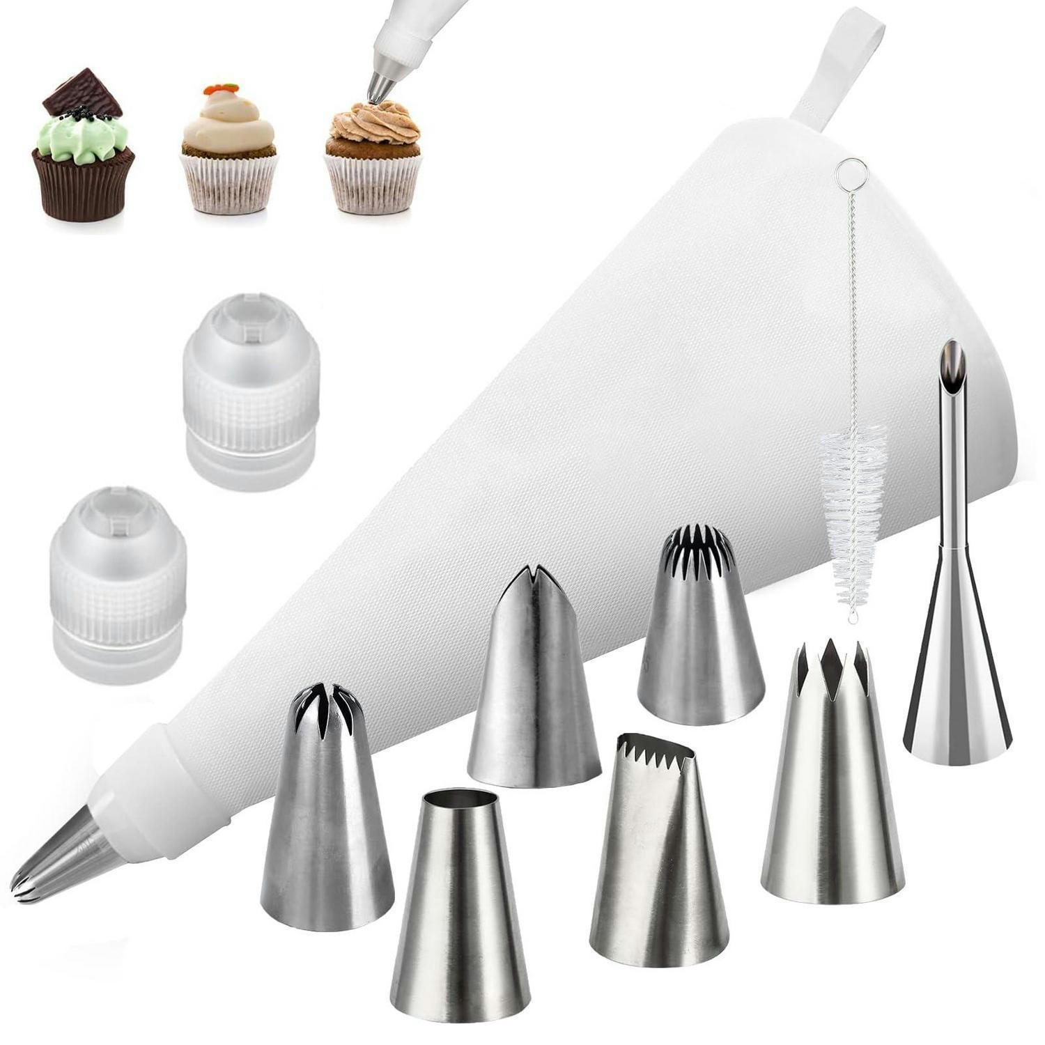 SPRITZBEUTEL Set 11-teilig Baumwolle Edelstahl 39cm - Weiß, Textil (23.7/5/39.2cm)