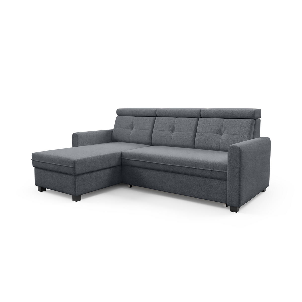ECKSCHLAFSOFA Milano, Grau, links - Schwarz/Grau, Textil (217/166cm) - Beautysofa