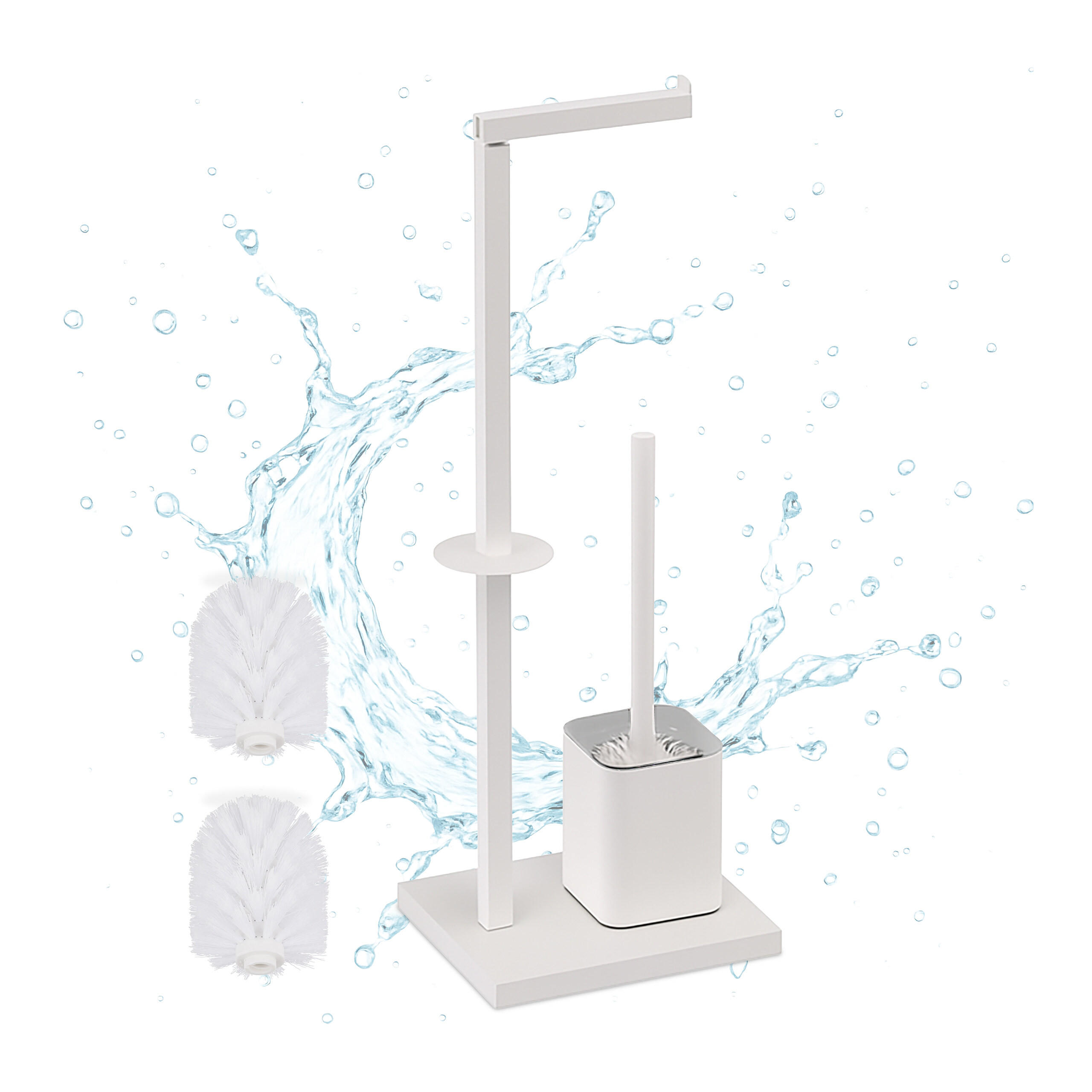 WC-GARNITUR - Weiß, Kunststoff/Metall (20/67.5/15.5cm) - Relaxdays