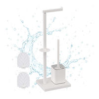 WC-GARNITUR - Weiß, Kunststoff/Metall (20/67.5/15.5cm) - Relaxdays