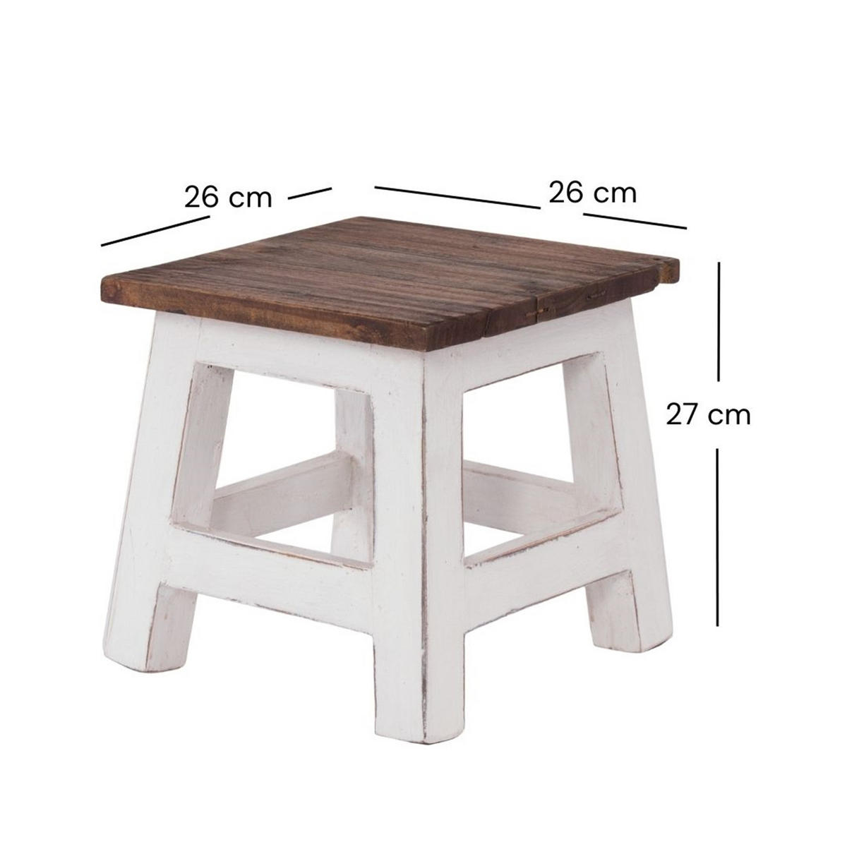 FUSSHOCKER PALO Mahagoni Recyclingholz 06 weiß-landhaus - Weiß, Holz (26/27/26cm) - DESIGN DELIGHTS