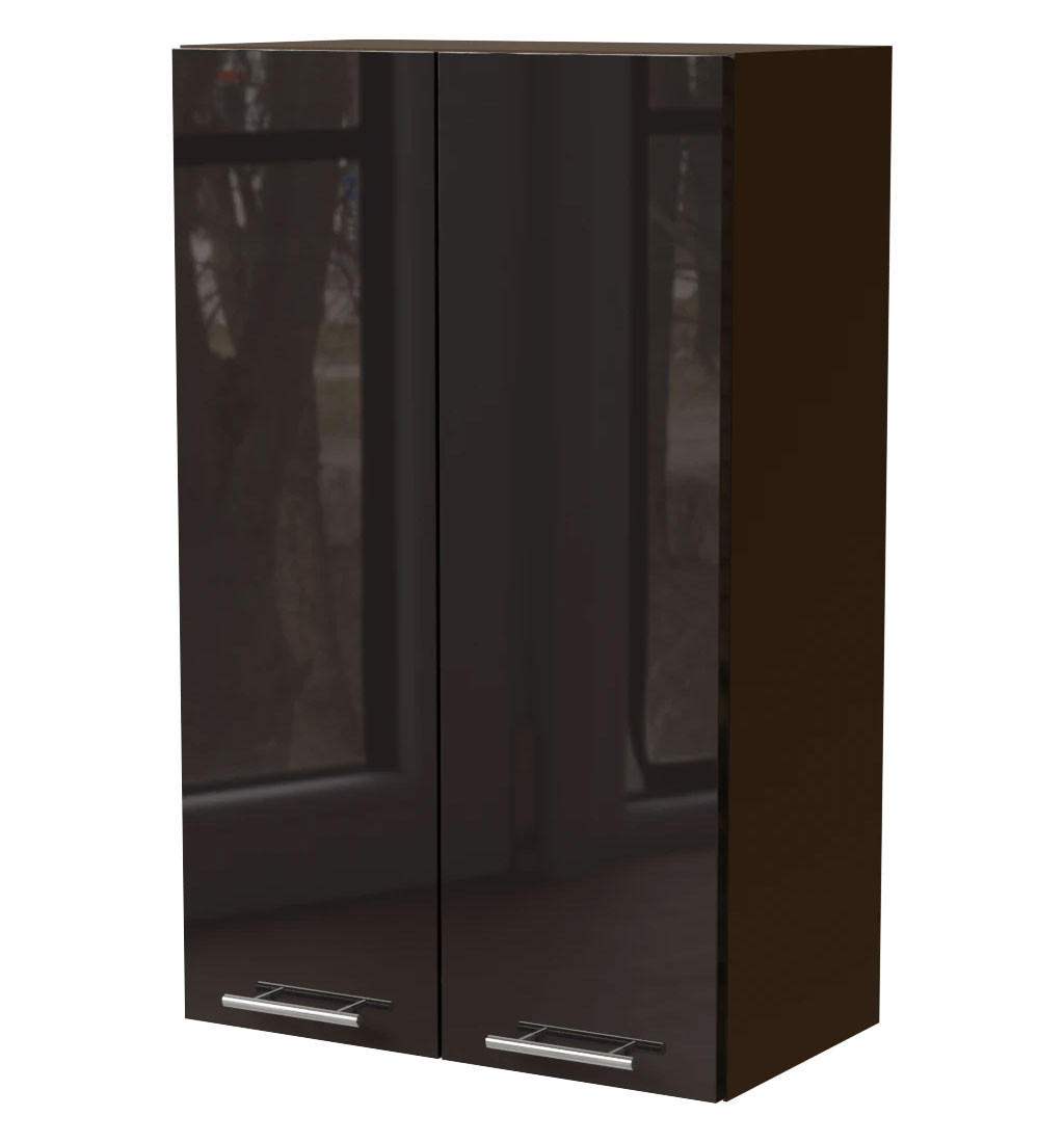 Feldmann-Wohnen Küchenhängeschrank Schwarz Hochglanz, Dunkelgrau 60x96x32.5 cm