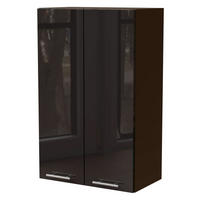 KÜCHENHÄNGESCHRANK Essen W4/60 Schwarz Hochglanz / Lava Matt 60 / 32,5 / 96cm - Schwarz Hochglanz/Dunkelgrau, Holz/Holzwerkstoff (60/96/32.5cm) - Feldmann-Wohnen