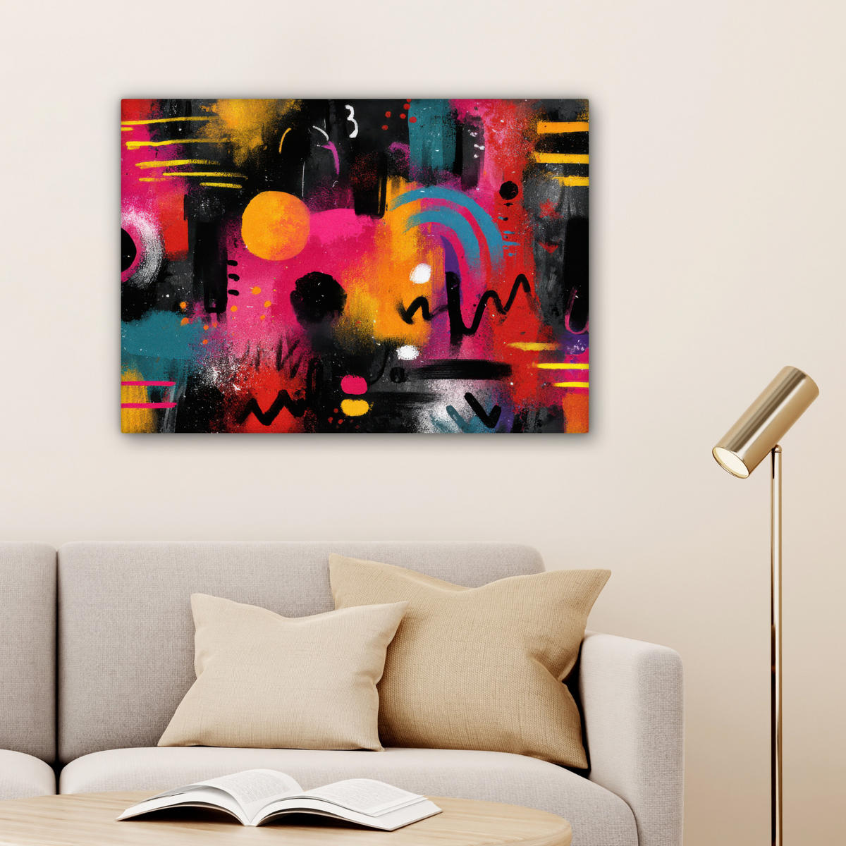 LEINWANDBILD Farbflächen - Formen - Bunt - Abstrakt Wandbilder 80x60 cm - Pink, Textil (80/60cm) - MuchoWow