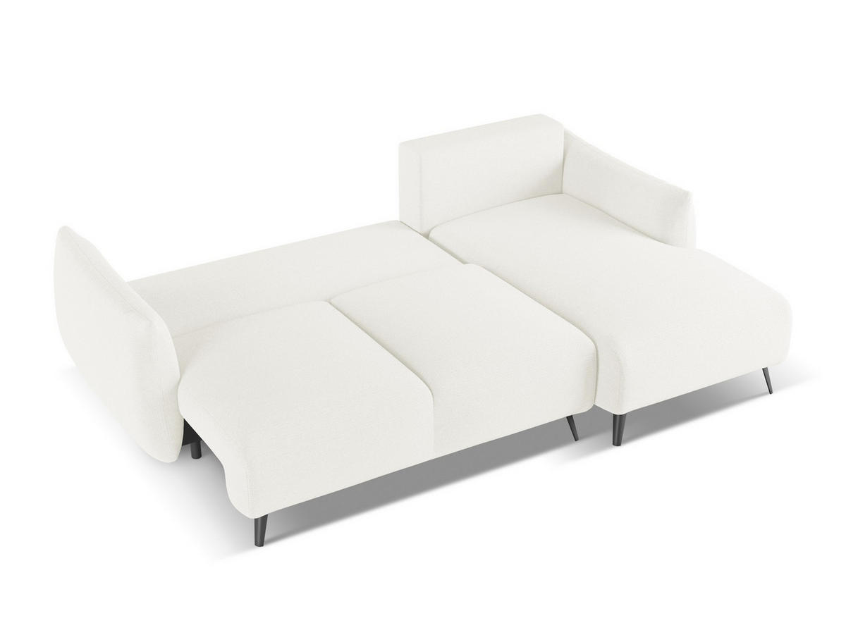 ECKSOFA mit Schlaffunktion Chenille Stoff Weiß - Schwarz/Weiß, Textil/Metall (242/162cm) - Makamii