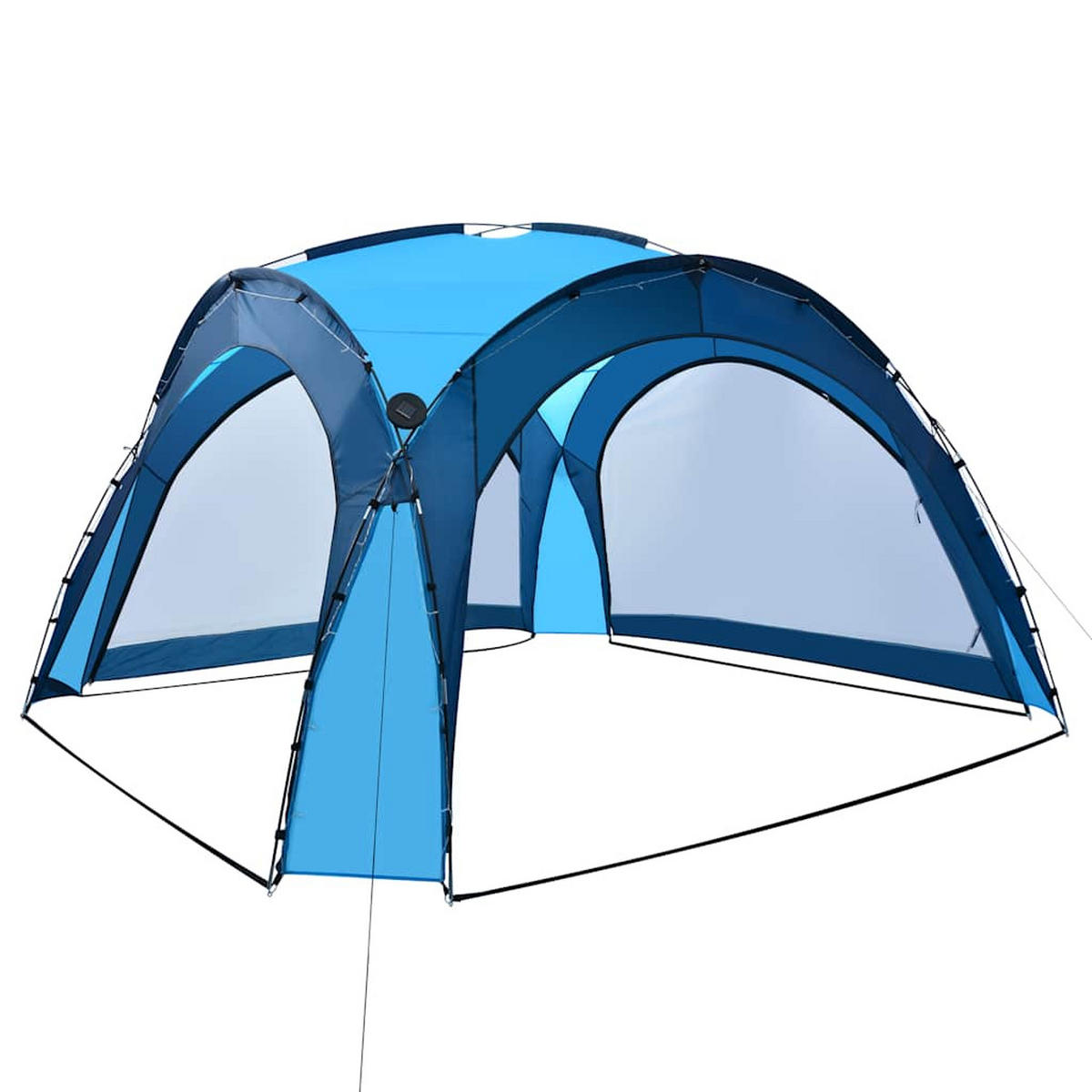 PARTYZELT Mit Led Und 4 Seitenwänden 3.6/3.6/2.3 M Blau - Blau, Textil (360/230/360cm) - vidaXL