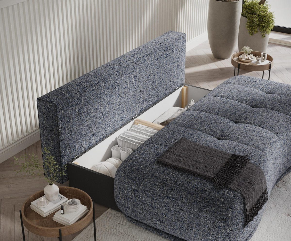 SCHLAFSOFA Cirrus Marineblau Webstoff - Schwarz/Dunkelblau, Holz/Holzwerkstoff (206/95/105cm) - Maison de Reve