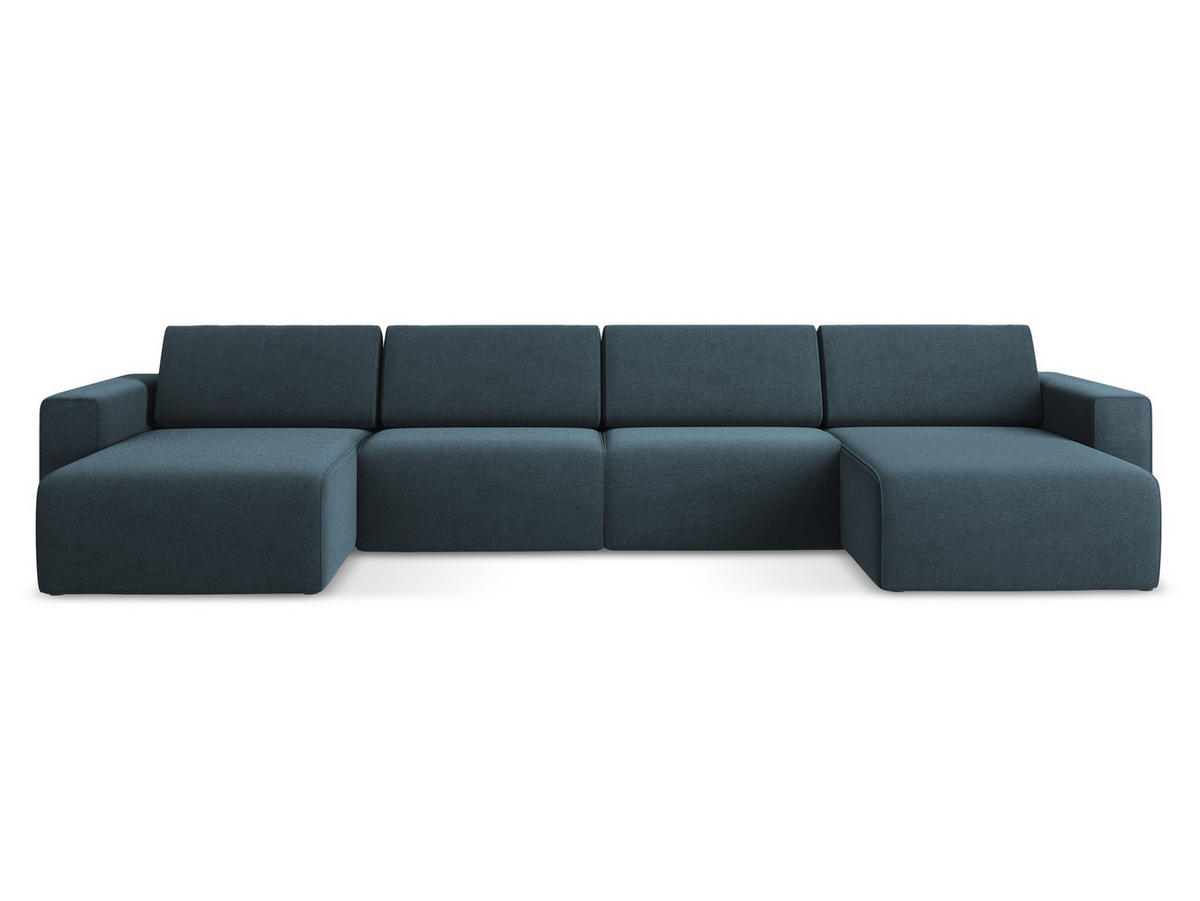WOHNLANDSCHAFT Strukturstoff Stoff Blau - Blau/Pink, Kunststoff/Textil (404/80/167cm) - Makamii
