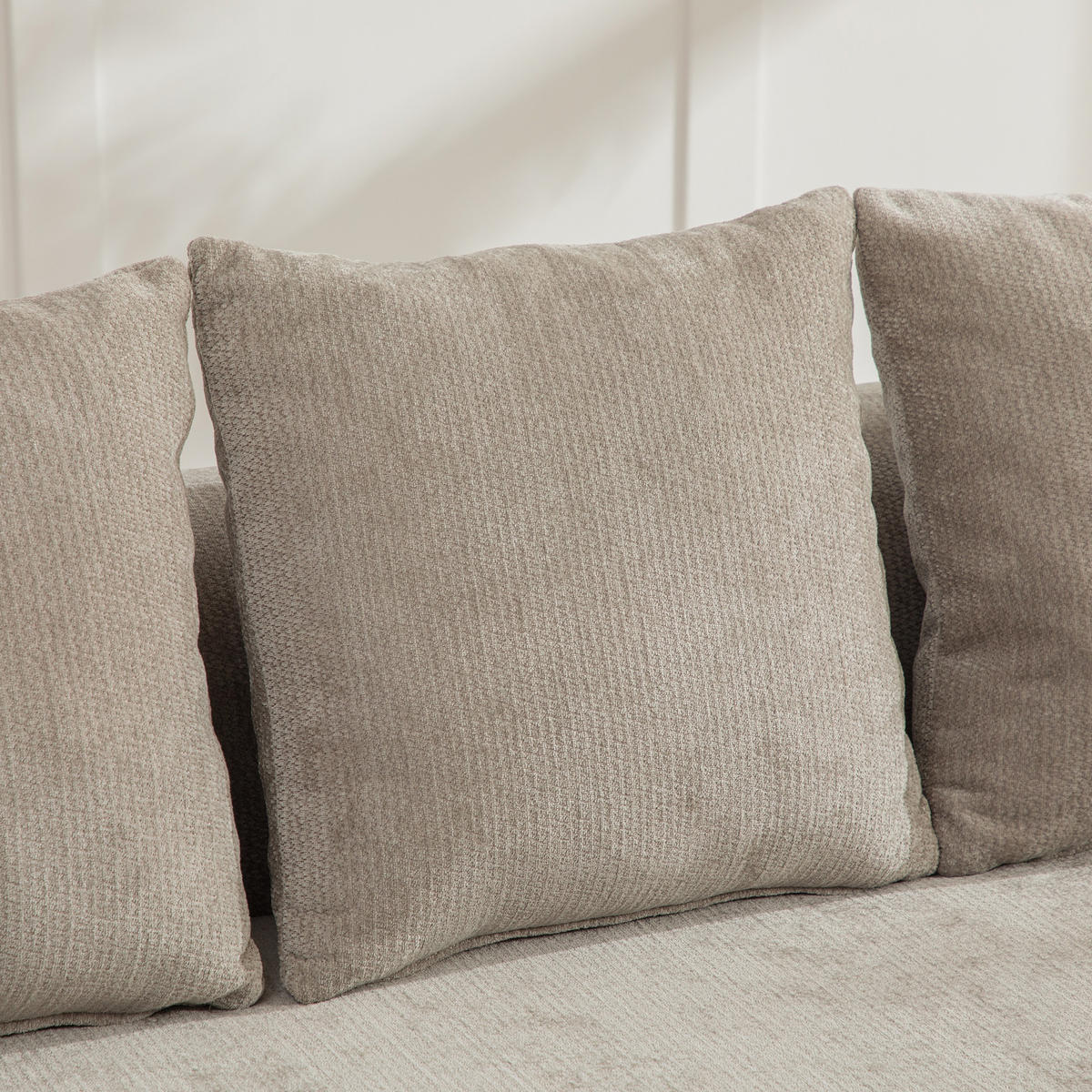 ECKSOFA Chenille Grau mit Kissen - Grau, Textil (270/172cm) - WISHDOR