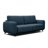SOFA DRAKE 3-Sitzer mit Schlaffunktion, dunkelblau - Braun/Dunkelblau, Holz/Textil (232/90/107cm) - Courtois Laville
