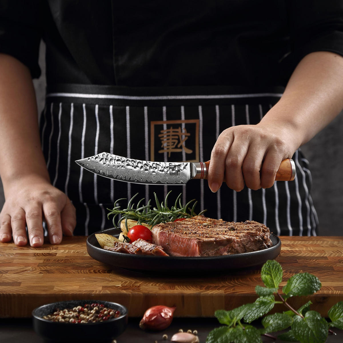 STEAKMESSER 12 cm - Braun, Holz/Metall (34cm) - Zayiko