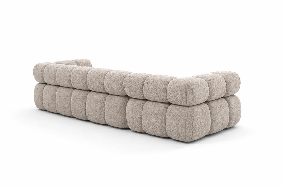 COUCH, 3-Sitzer Modular, Bouclé-Stoff Abriamo, Beige, Selia - Beige, Holz (285/70/95cm) - Kaiser Möbel