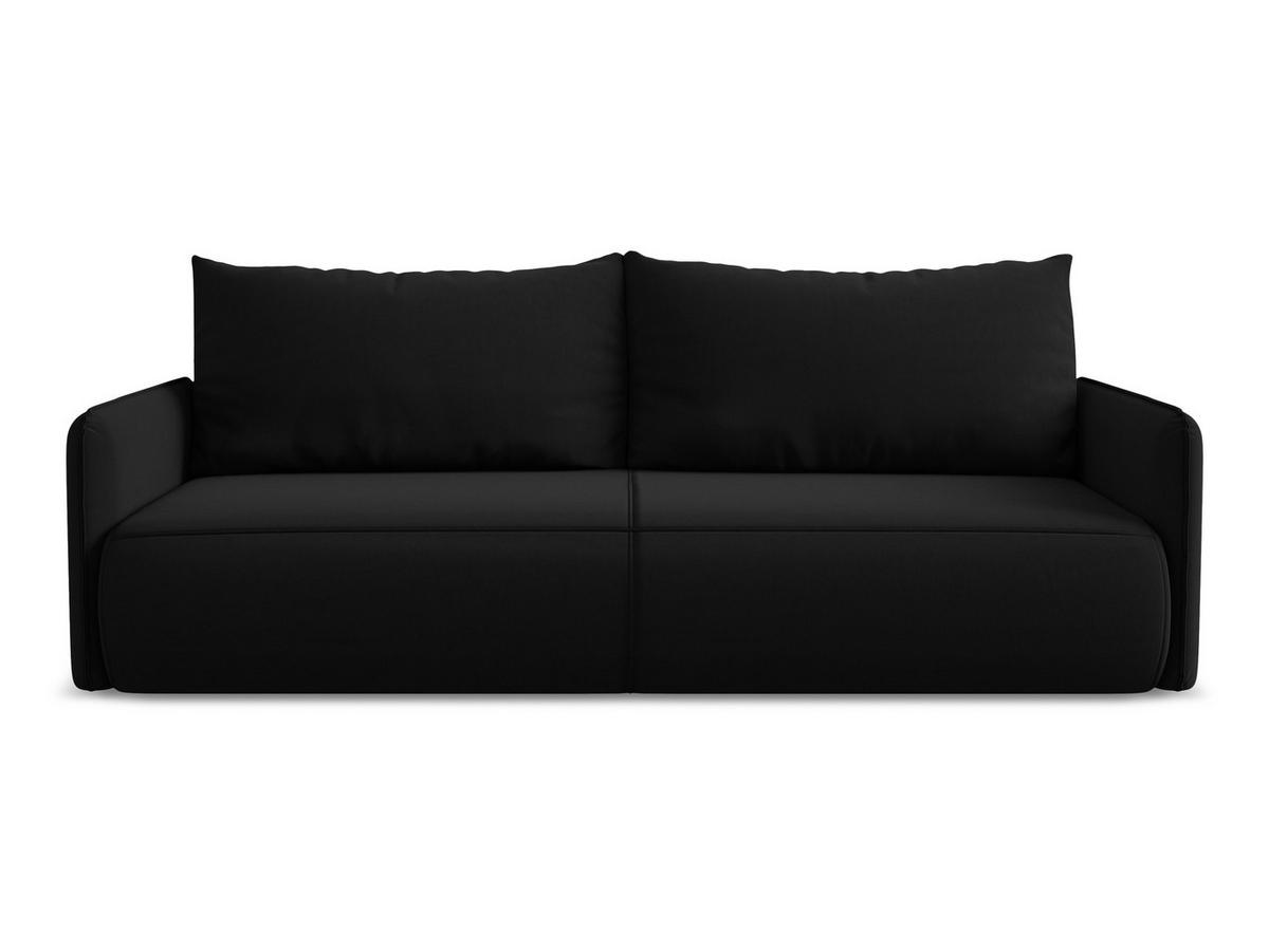 3-SITZER SOFA mit Schlaffunktion Samt Stoff Schwarz - Schwarz, Kunststoff/Textil (216/86/105cm) - Makamii