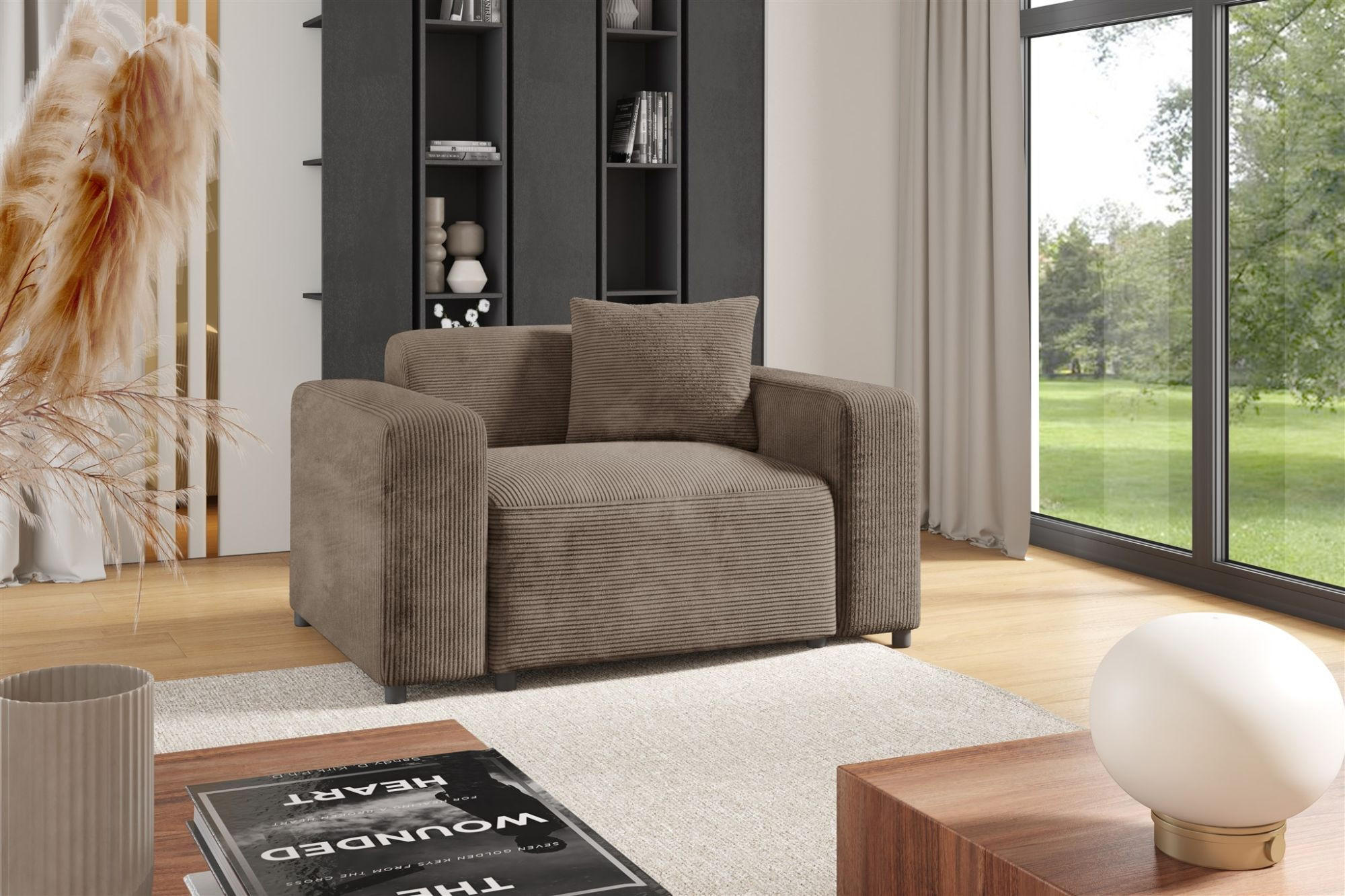 SESSEL Megan In Poso - Mokka, Holzwerkstoff/Textil (145/75/98cm) - Fun Möbel