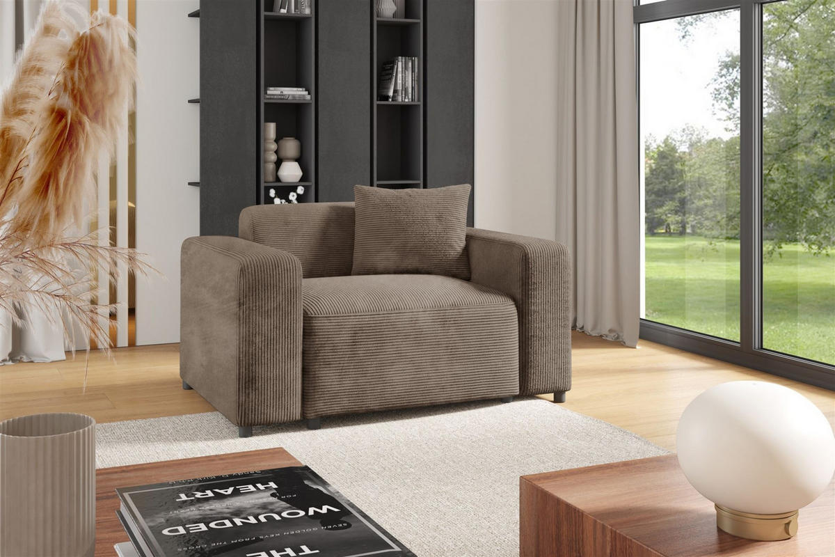SESSEL Megan In Poso - Mokka, Holzwerkstoff/Textil (145/75/98cm) - Fun Möbel