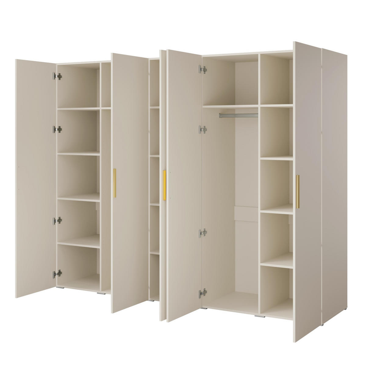 DREHTÜRENSCHRANK Napoli 5D 250 Kaschmir (schwarzer oder goldener Griff) - Kaschmir/Silberfarben, Holzwerkstoff/Kunststoff (250/35/60cm) - mzm24