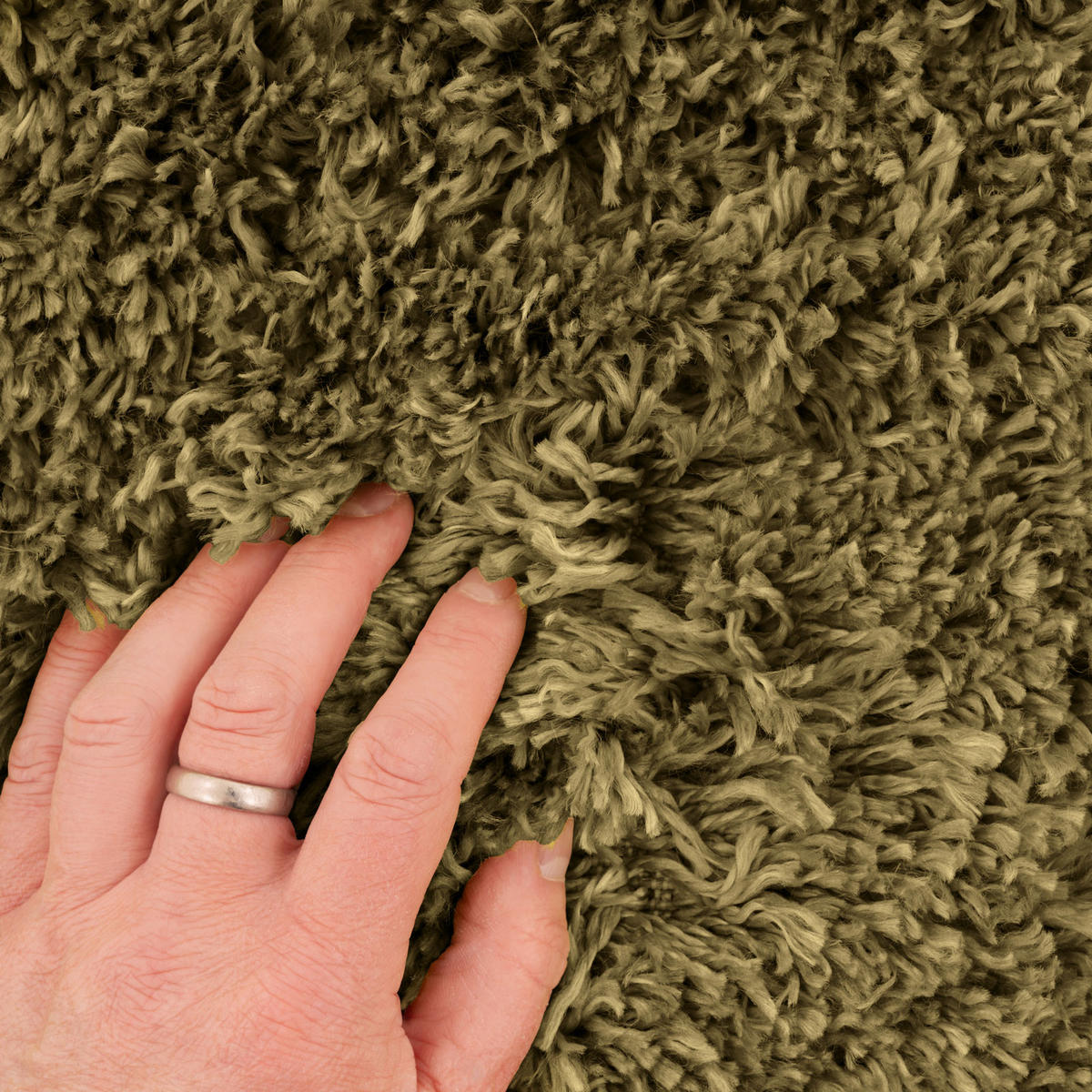 HOCHFLORTEPPICH Olivgrün - Olivgrün, Naturmaterialien/Textil (120/170cm) - Kukoon Rugs