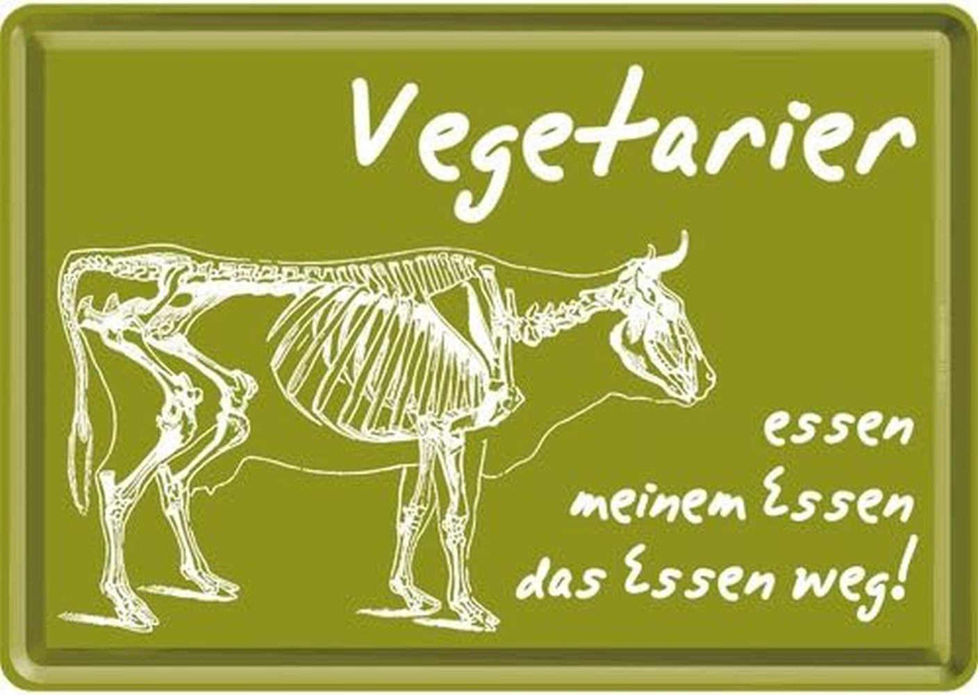 MINIBLECHSCHILD 10/14 cm Vegetarier - Multicolor, Metall (14/10/0.1cm) - Nostalgic-Art