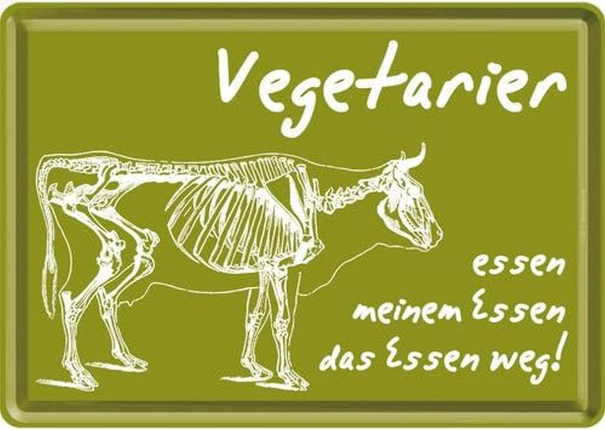 MINIBLECHSCHILD 10/14 cm Vegetarier - Multicolor, Metall (14/10/0.1cm) - Nostalgic-Art