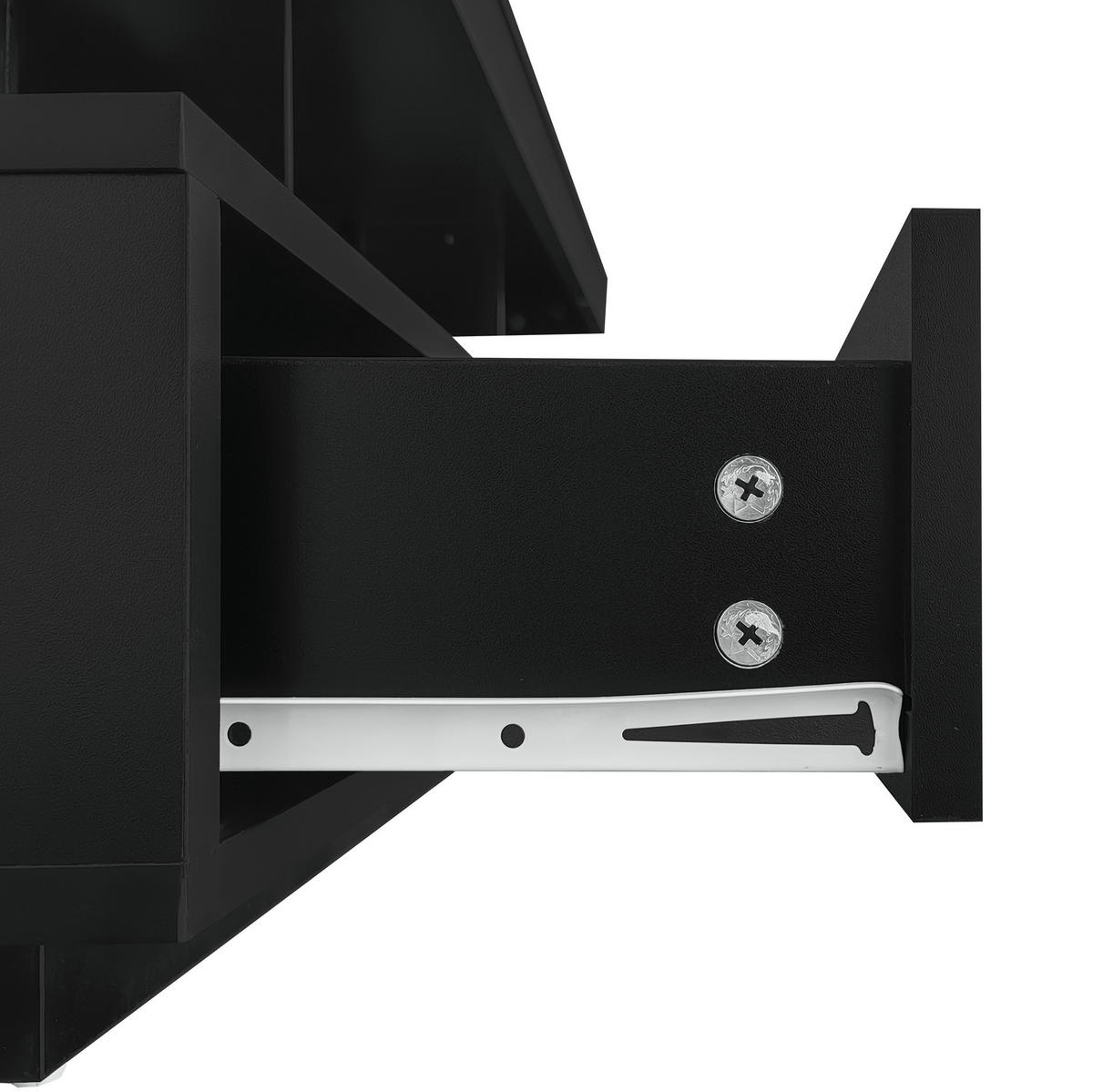 COUCHTISCH aus Spanplatte 95x50x42,5 cm Schwarz mit LED-Beleuchtung, 2 Schubladen, 2 offenen Fächern und Glaseinsätzen - Schwarz, Holzwerkstoff (95/50/42.5cm) - Modfu