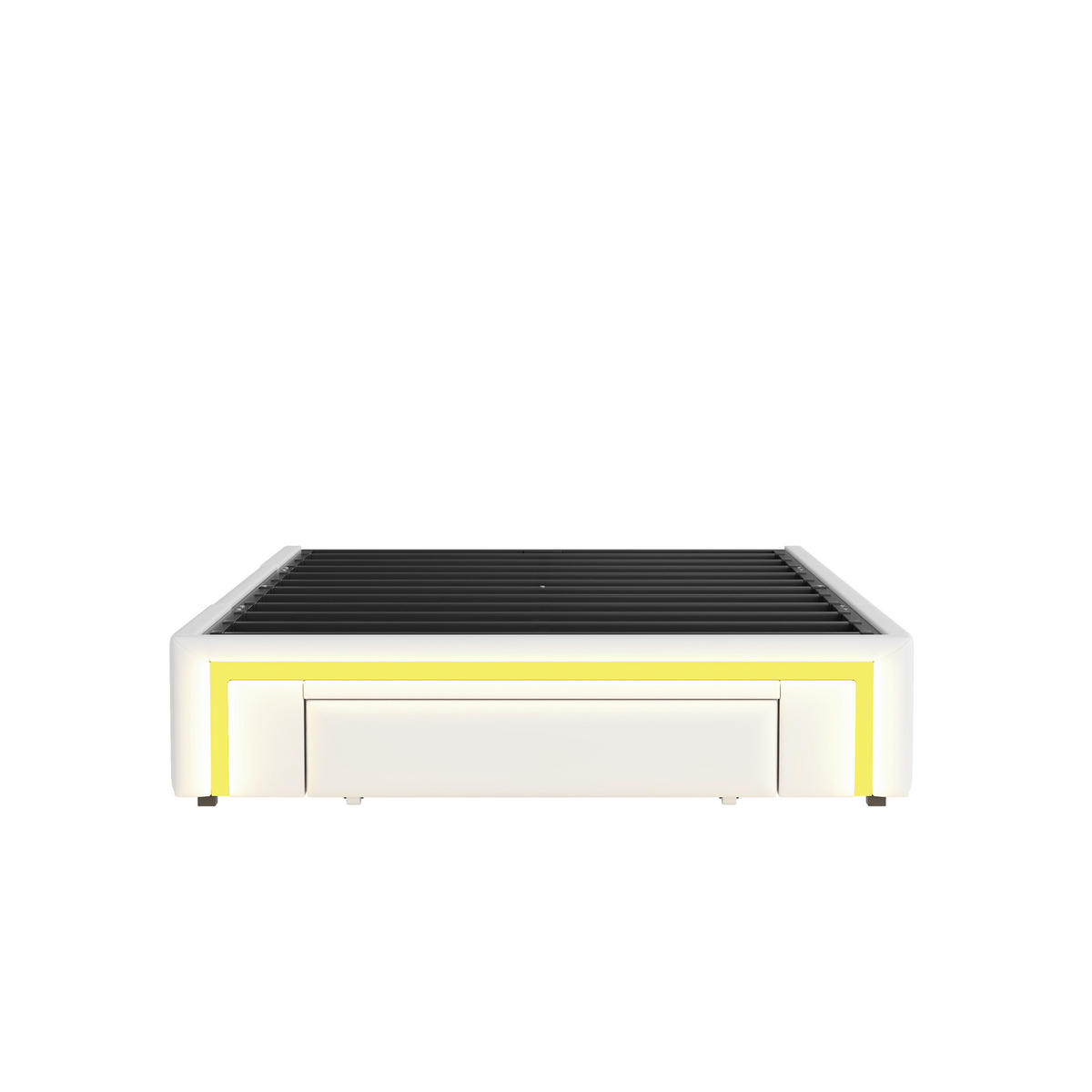 STAURAUMBETT 90/200 cm DE-02047, in Beige, mit LED und Schubladen - Beige, Metall (90/200cm) - ComfortXL