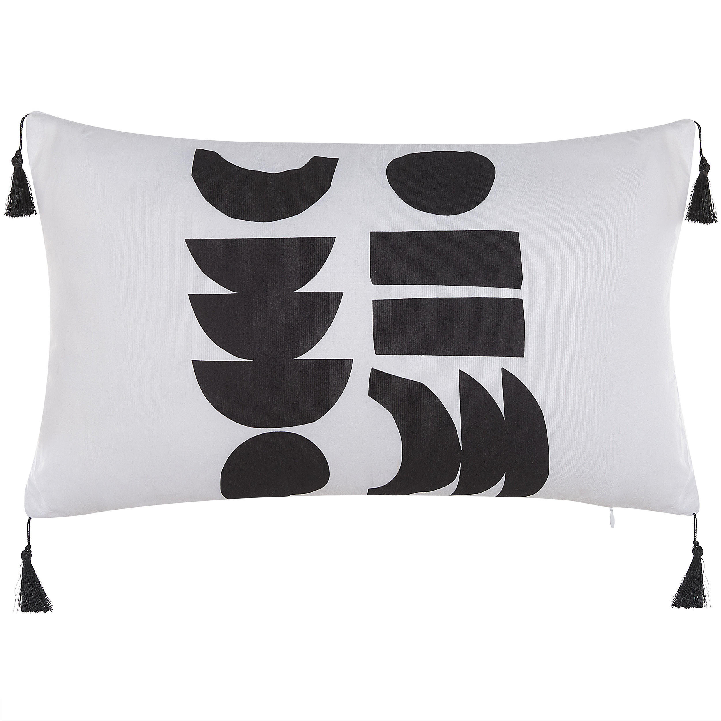 DEKOKISSEN 2er-Set Schwarz-Weiß 30/50 cm Liriope - Schwarz, Textil (30/50cm) - Beliani