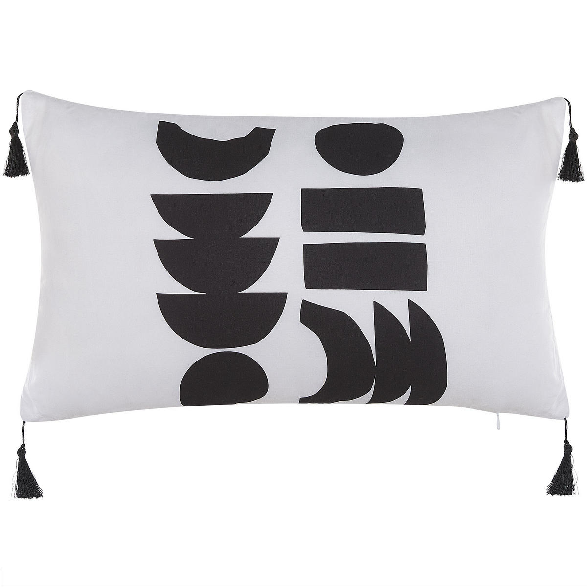 DEKOKISSEN 2er-Set Schwarz-Weiß 30/50 cm Liriope - Schwarz, Textil (30/50cm) - Beliani